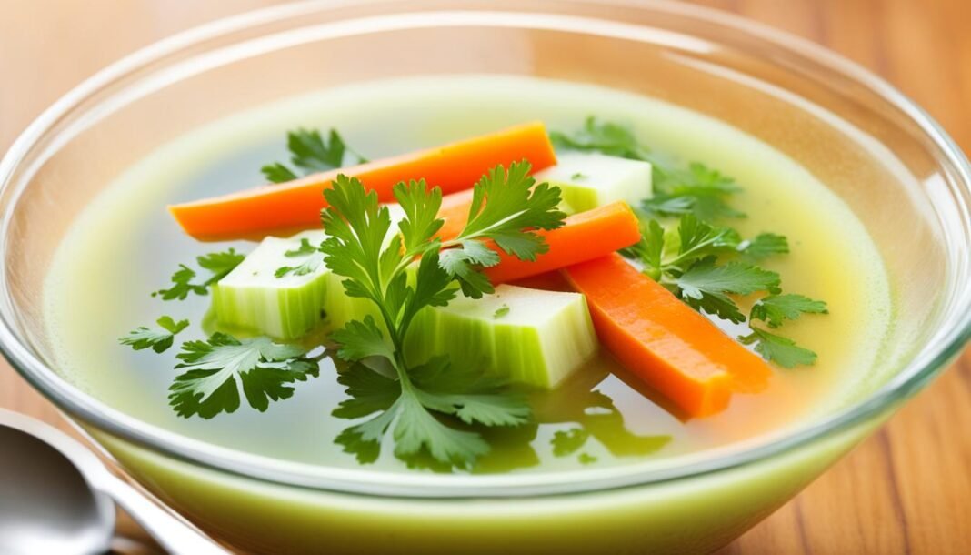 caldo de legumes transparente